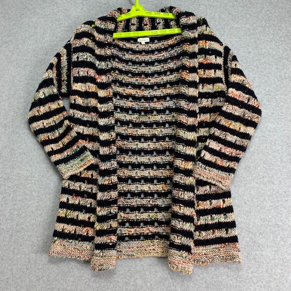 Sundance Black Open Cardigan Sweater PM Petite Medium Crochet Oversized Knit - Picture 1 of 9
